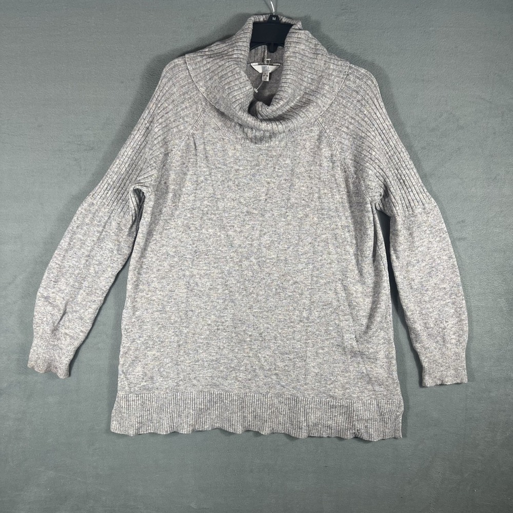 Time and Tru Women's XL (16-18) Heather Grey Cowl Neck Ribbed Knit Tunic Sweater